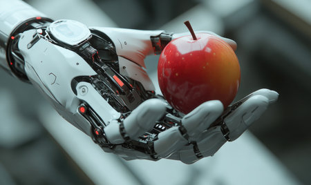 Cybernetic arm holding an appleの素材