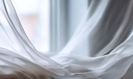 A white sheet of fabric is blowing in the wind. The sheet is white and has a patternの素材