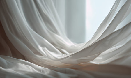 A white sheet of fabric with a pattern on it. The pattern is very thin and the sheet is very longの素材