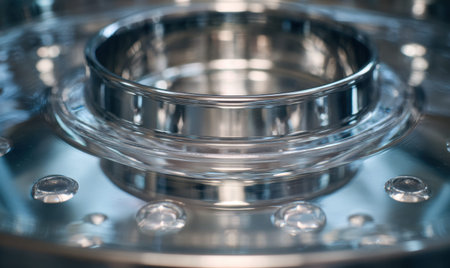 A silver object with a clear top. The top is round and has a hole in the middleの素材