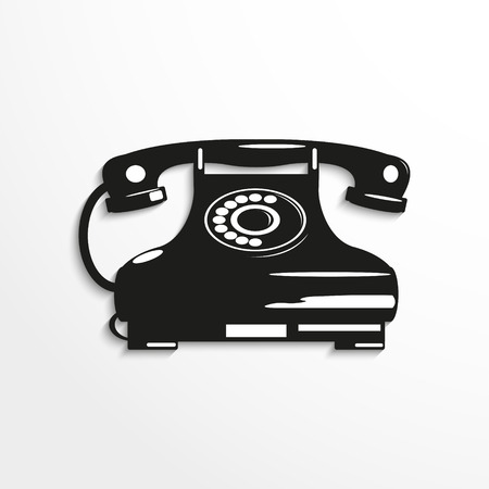 Old phone. Vector illustration. Black and white view.のイラスト素材