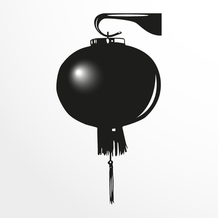 Chinese lantern. Vector illustration. Black and white view.のイラスト素材