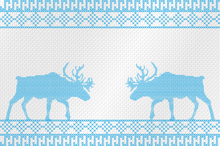 Decorative embroidery on the fabric. Reindeer. Vector illustration.のイラスト素材