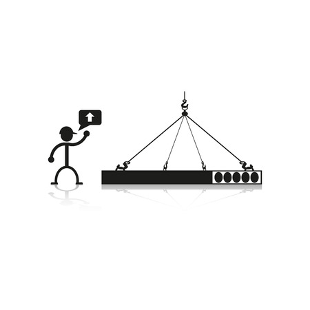 Loading crane construction slabs. Vector illustration.のイラスト素材