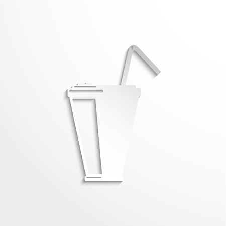 Drink in a glass with a straw. Vector icon.のイラスト素材