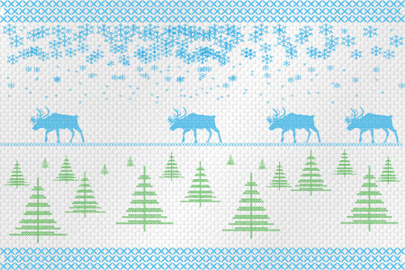 Decorative embroidery on the fabric. Reindeer. Vector illustration.のイラスト素材