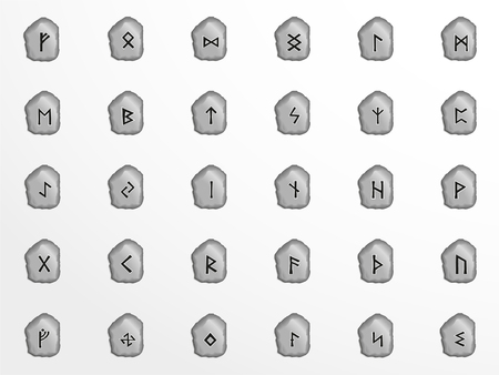 The runes on the stones. Set against a light background.のイラスト素材