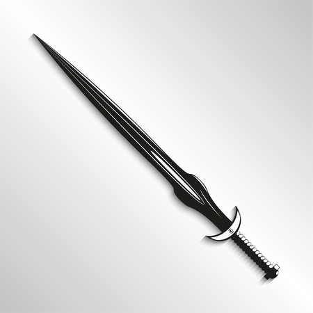 Sword. Vector illustration. Black and white view.のイラスト素材
