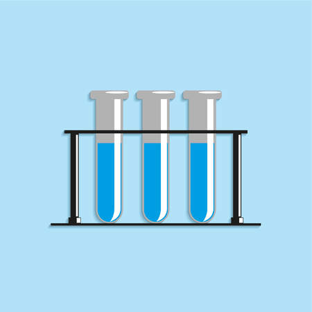 Glass test tubes with liquid. Vector icon.のイラスト素材