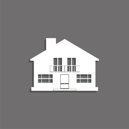A private house. Vector icon. White image with a shadow on a gray background.のイラスト素材