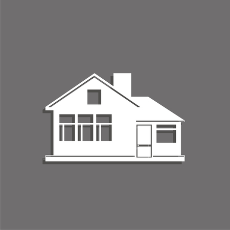 A private house. Vector icon. White image with a shadow on a gray background.のイラスト素材