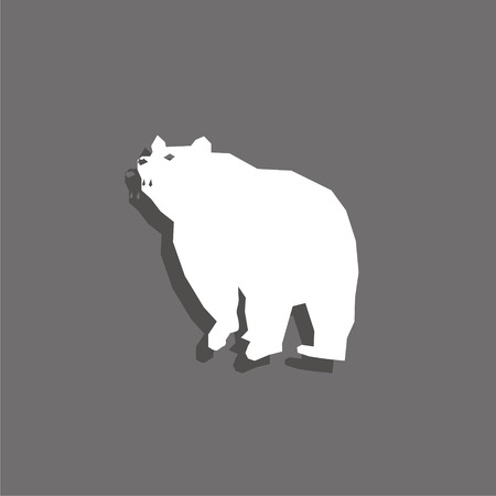 Bear. White vector icon with shadow on gray background.のイラスト素材
