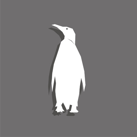 Penguin. White vector icon with shadow on gray background.のイラスト素材