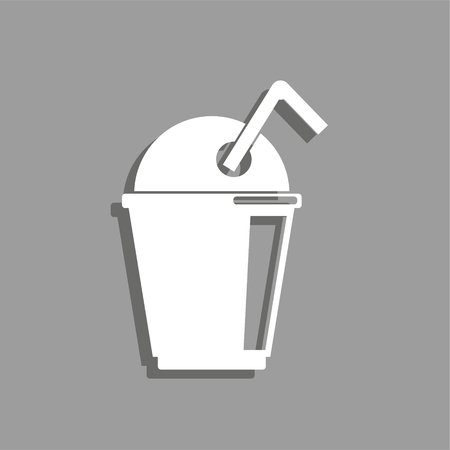 Drink in a closed glass with a tube. Vector icon.のイラスト素材