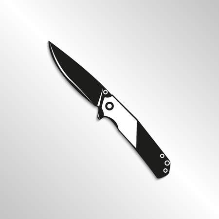 Knife. Black white image with a shadow on a light background. Vector icon.のイラスト素材