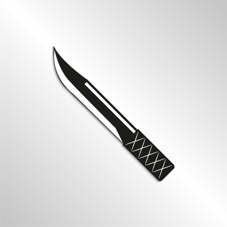 Knife. Black white image with a shadow on a light background. Vector icon.のイラスト素材