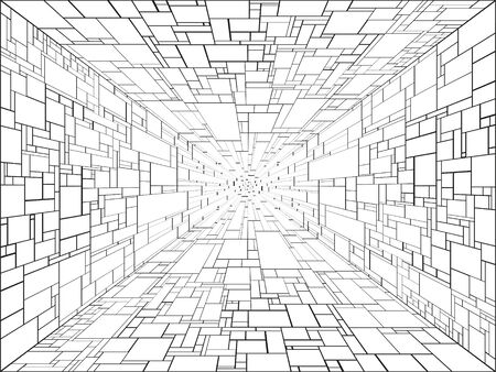 White elements with black stripes. Abstract composition. Black-white vector illustration.のイラスト素材