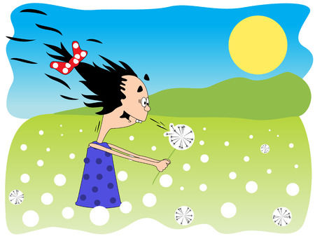 girl and dandelionのイラスト素材