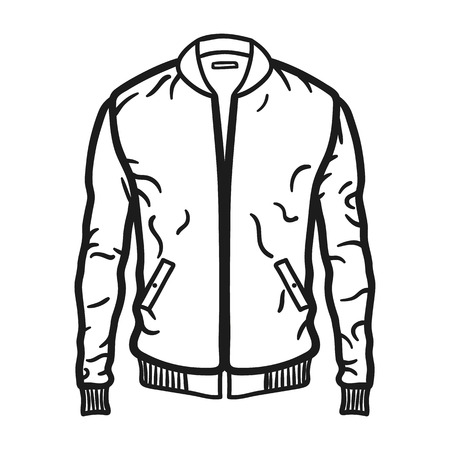 Beautiful hand-drawn outlined icon of a jacket in white backgroundのイラスト素材