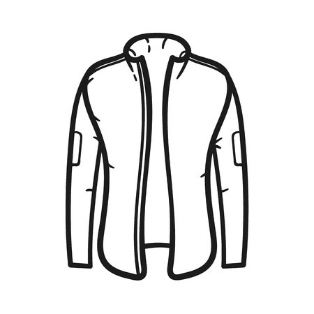 Beautiful hand-drawn outlined icon of a jacket in white backgroundのイラスト素材