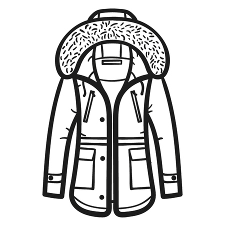 Beautiful hand-drawn outlined icon of a jacket in white backgroundのイラスト素材
