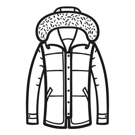 Beautiful hand-drawn outlined icon of a jacket in white backgroundのイラスト素材