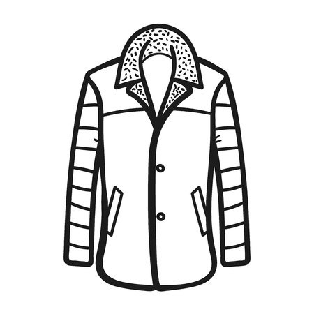 Beautiful hand-drawn outlined icon of a coat in white backgroundのイラスト素材