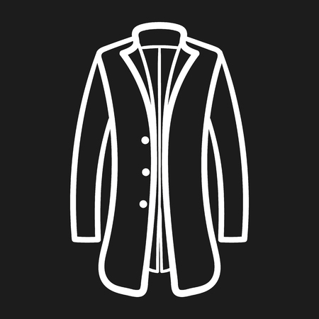 Beautiful hand-drawn outlined icon of a coat in dark backgroundのイラスト素材