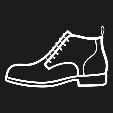 Beautiful hand-drawn outlined icon of a boot in dark backgroundのイラスト素材