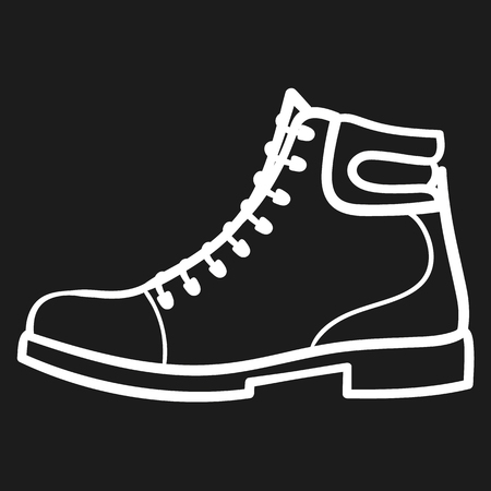 Beautiful hand-drawn outlined icon of a boot in dark backgroundのイラスト素材