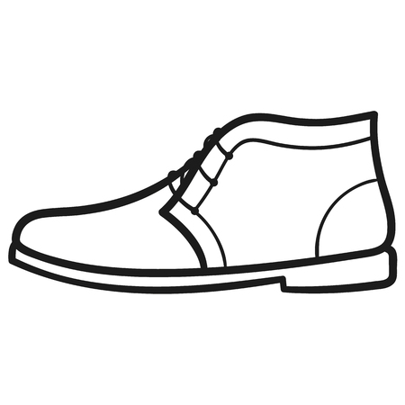 Beautiful hand-drawn outlined icon of a boot in white backgroundのイラスト素材
