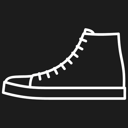 Beautiful hand-drawn outlined icon of a men's shoe in dark backgroundのイラスト素材