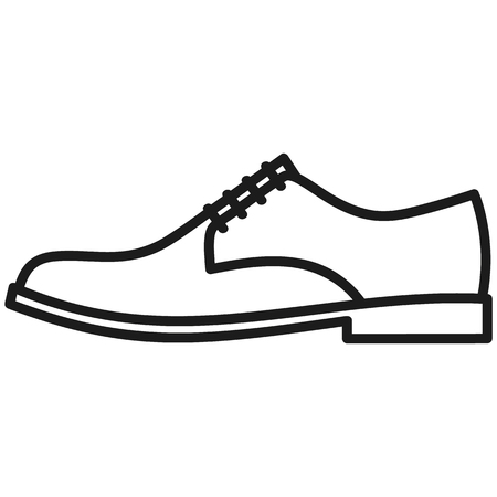 Beautiful hand-drawn outlined icon of a men's shoe in white backgroundのイラスト素材