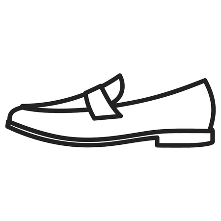 Beautiful hand-drawn outlined icon of a men's shoe in white backgroundのイラスト素材
