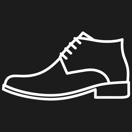 Beautiful hand-drawn outlined icon of a men's shoe in dark backgroundのイラスト素材