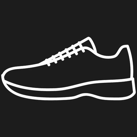 Beautiful hand-drawn outlined icon of a men's shoe in dark backgroundのイラスト素材