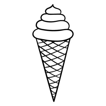 Beautiful outlined illustration of an ice cream cornのイラスト素材