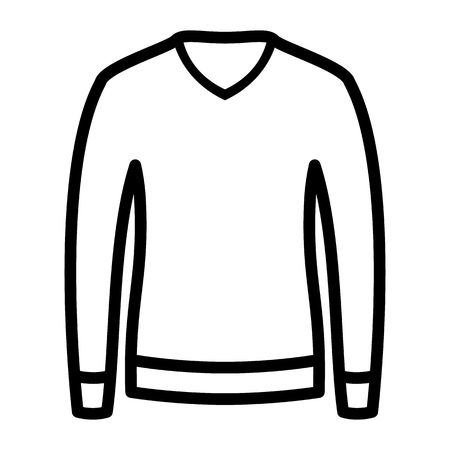 Beautiful hand-drawn outlined icon of a sweater in white backgroundのイラスト素材
