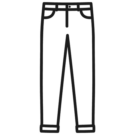 Beautiful hand-drawn outlined icon of a men's pants in white backgroundのイラスト素材