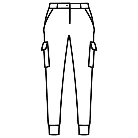 Beautiful hand-drawn outlined icon of a men's pants in white backgroundのイラスト素材