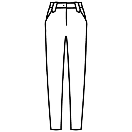 Beautiful hand-drawn outlined icon of a men's pants in white backgroundのイラスト素材