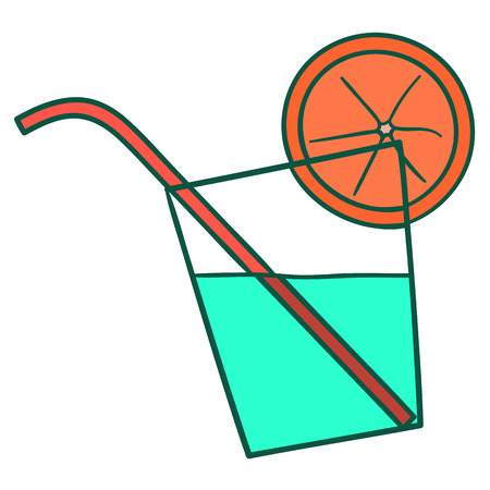 Beautiful hand-drawn icon of a colorful bright cocktail in a glassのイラスト素材