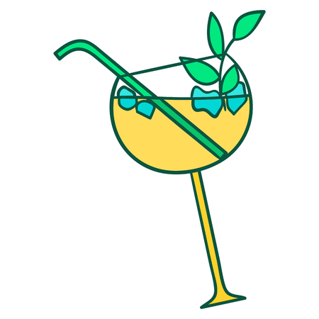 Beautiful hand-drawn icon of a colorful bright cocktail in a glassのイラスト素材
