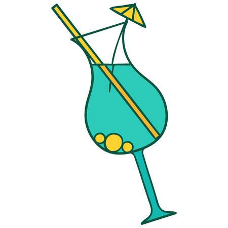 Beautiful hand-drawn icon of a colorful bright cocktail in a glassのイラスト素材