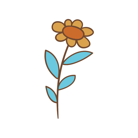 Beautiful hand-drawn colored icon of a chamomile flowerのイラスト素材