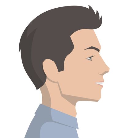 Side view of a face of a handsome man colored vector illustrationのイラスト素材