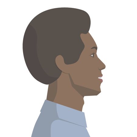 Side view of a face of a handsome man colored illustrationのイラスト素材