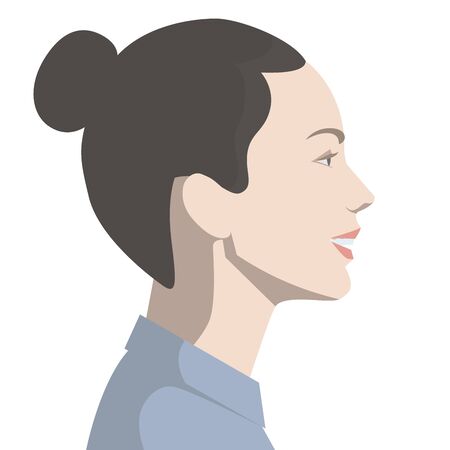 Side view of a face of a beautiful woman colored vector illustrationのイラスト素材