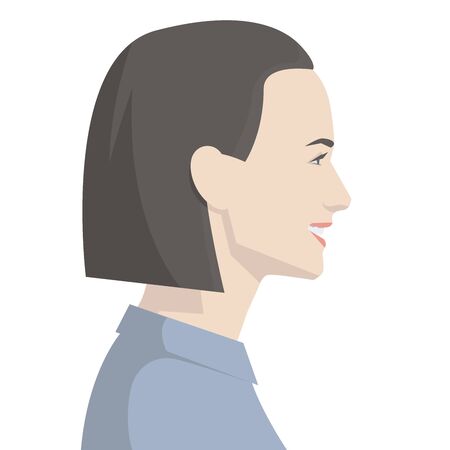 Side view of a face of a beautiful woman colored vector illustrationのイラスト素材