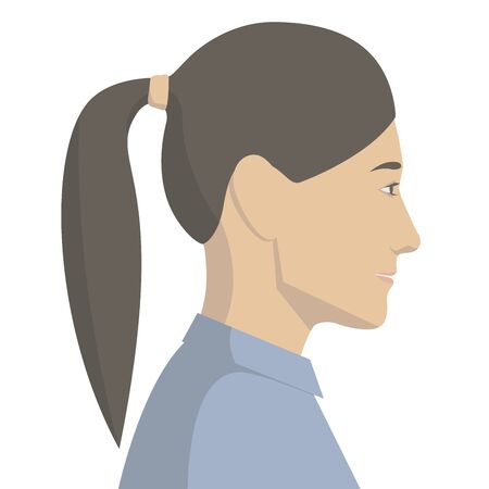 Side view of a face of a beautiful woman colored vector illustrationの写真素材